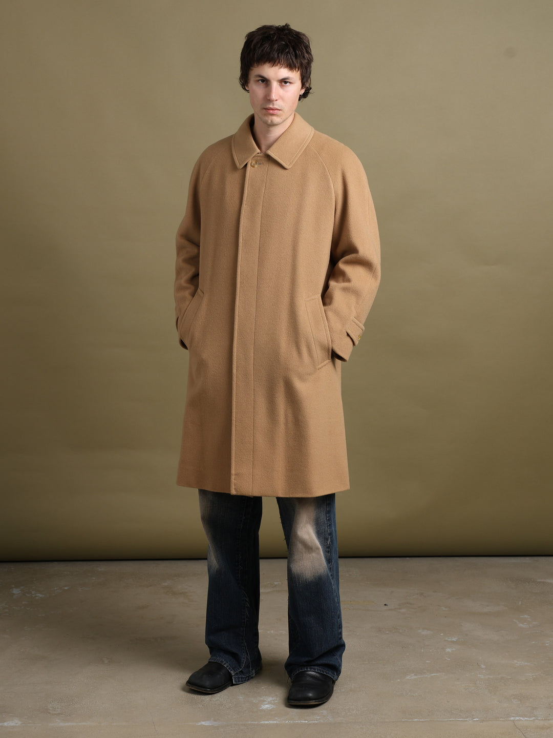 Burberrys Overcoat Camel Men's M - fabric detail