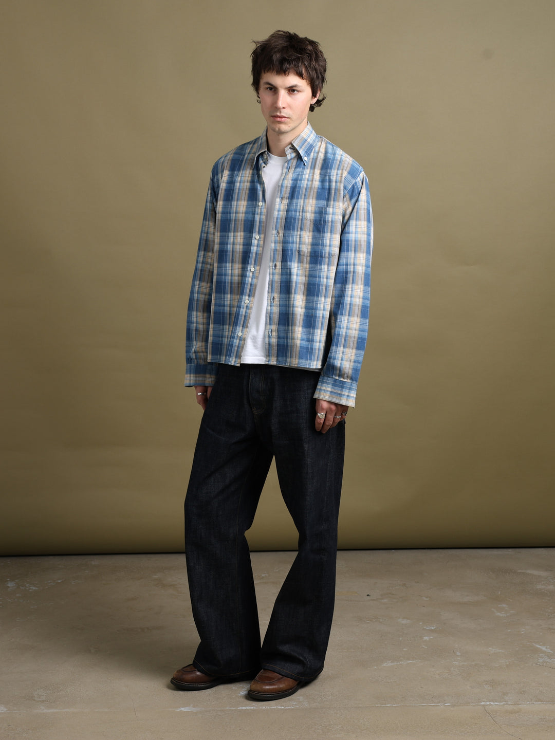 Burberry London Check Shirt Blue Men's M - fabric detail
