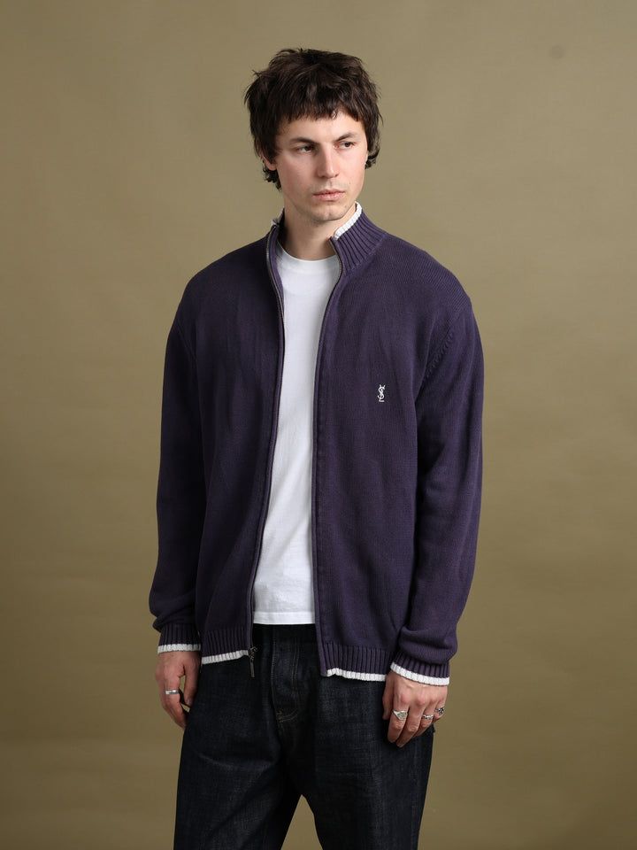 Yves Saint Laurent Full Zip Jumper Navy Men's M - front