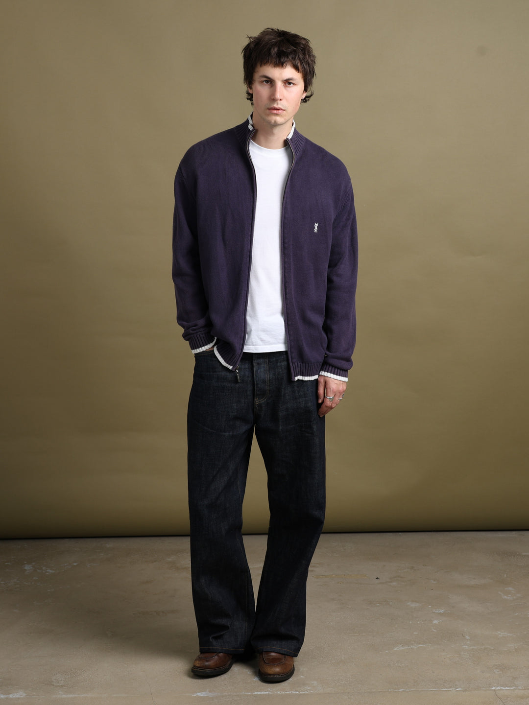 Yves Saint Laurent Full Zip Jumper Navy Men's M - back