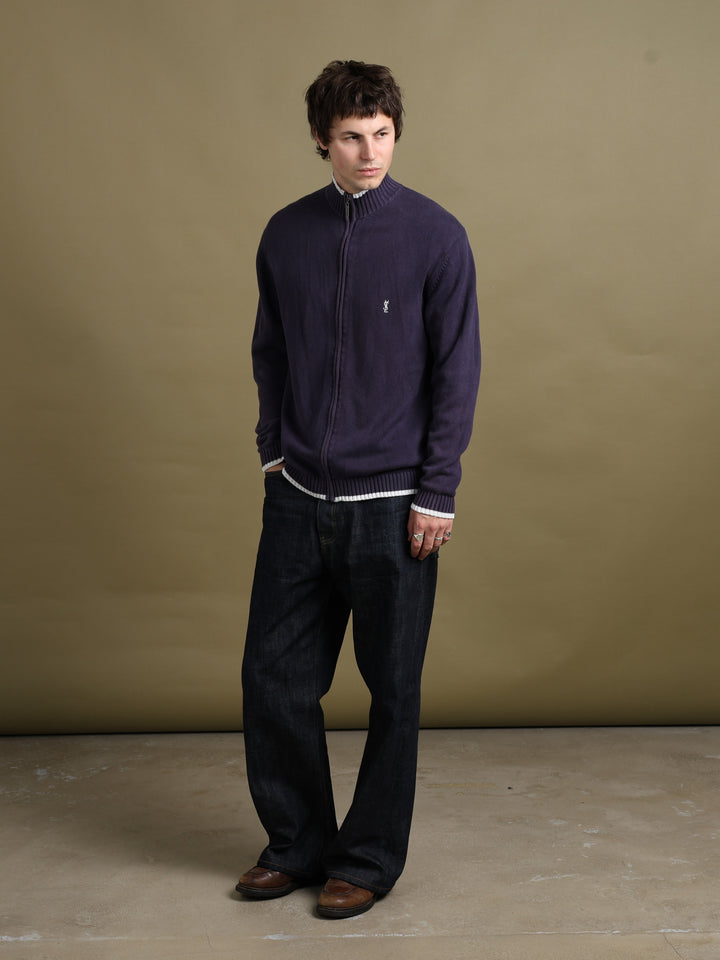 Yves Saint Laurent Full Zip Jumper Navy Men's M - fabric detail