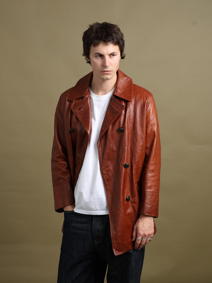 Vincent Pea Coat Brown Men's M - front