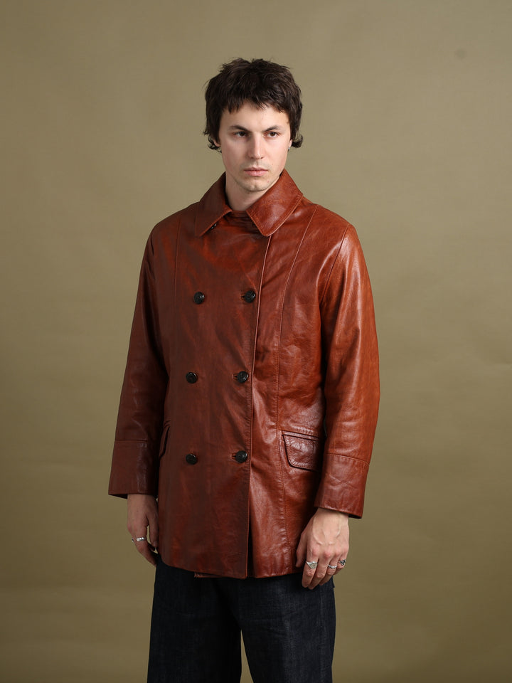 Vincent Pea Coat Brown Men's M - back