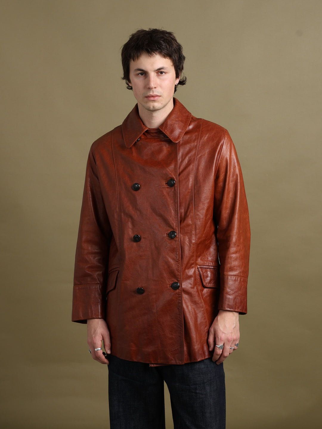 Vincent Pea Coat Brown Men's M - styled