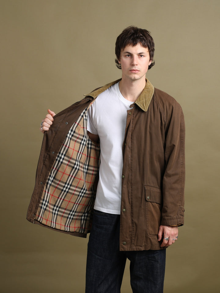 Burberry Wax Jacket Brown Men's XL - front