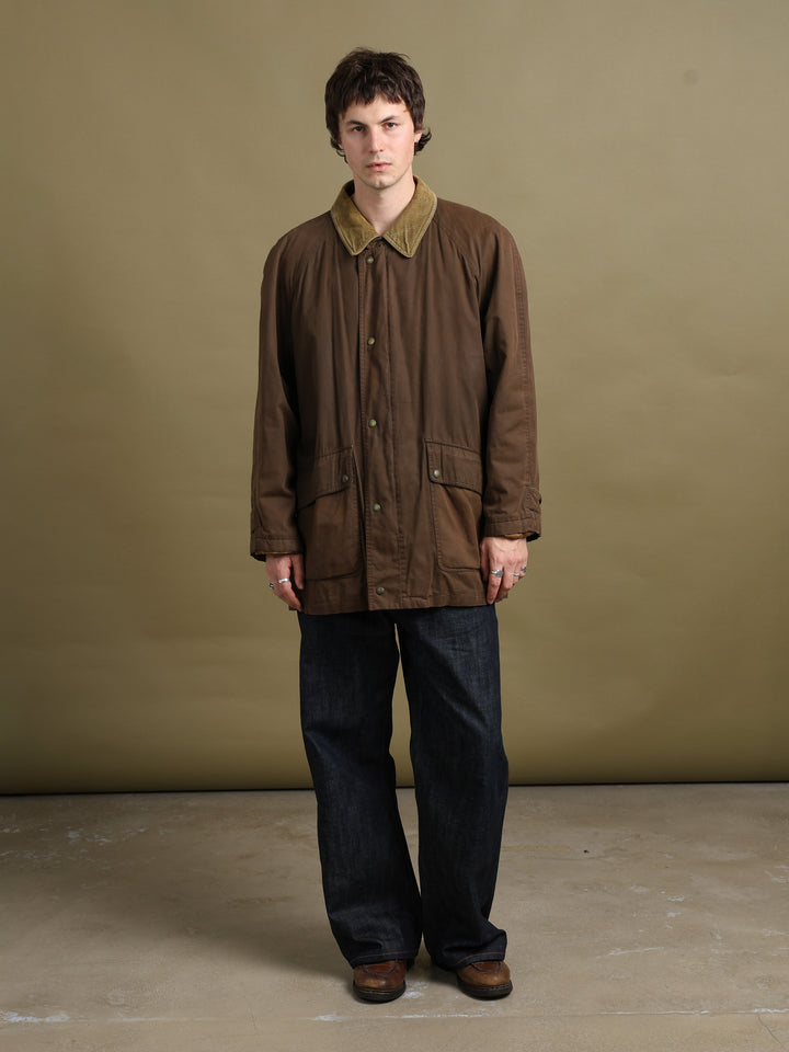 Burberry Wax Jacket Brown Men's XL - fabric detail