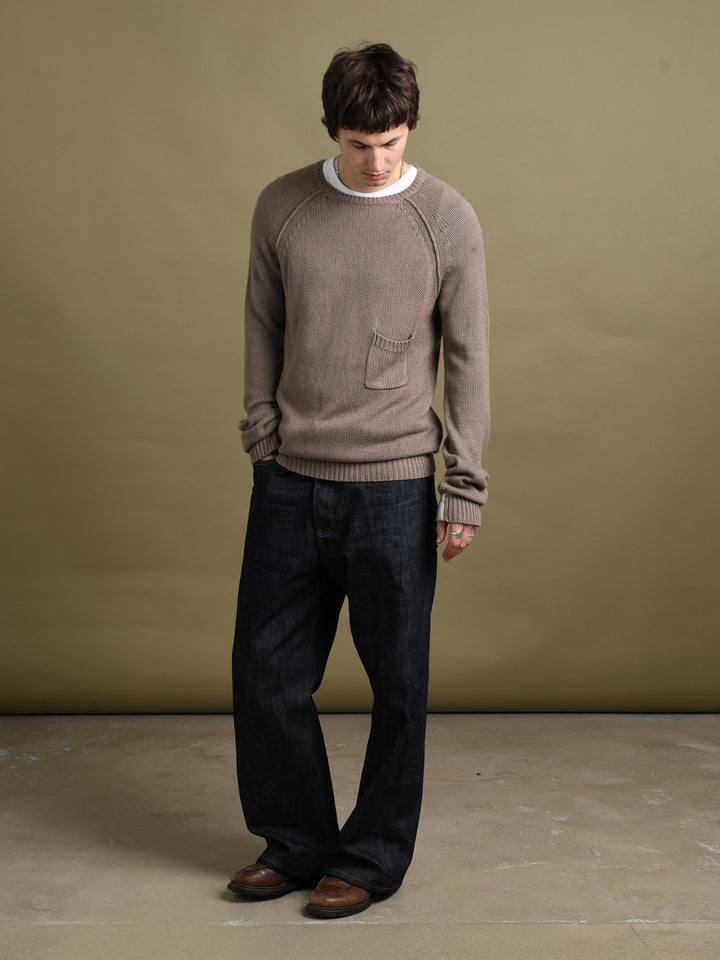 Burberry Brit Heavy Knit Jumper Brown Men's M - fabric detail
