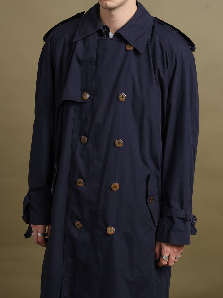 Yves Saint Laurent Trench Coat Navy Men's L - fabric detail