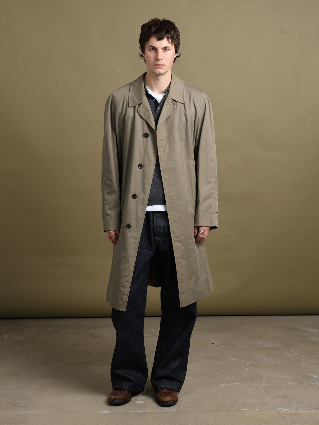 Aquascutum Trench Coat Khaki Men's XL - front