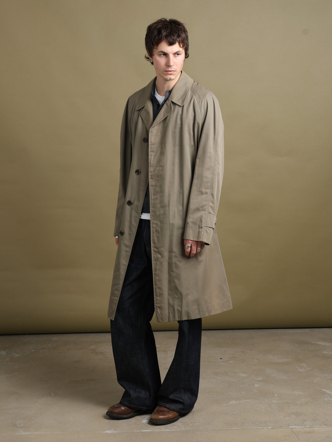 Aquascutum Trench Coat Khaki Men's XL - back