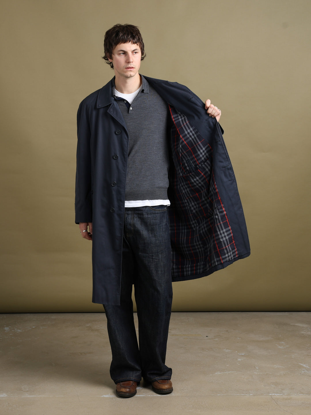 Burberrys Trench Coat Navy Men's L - styled