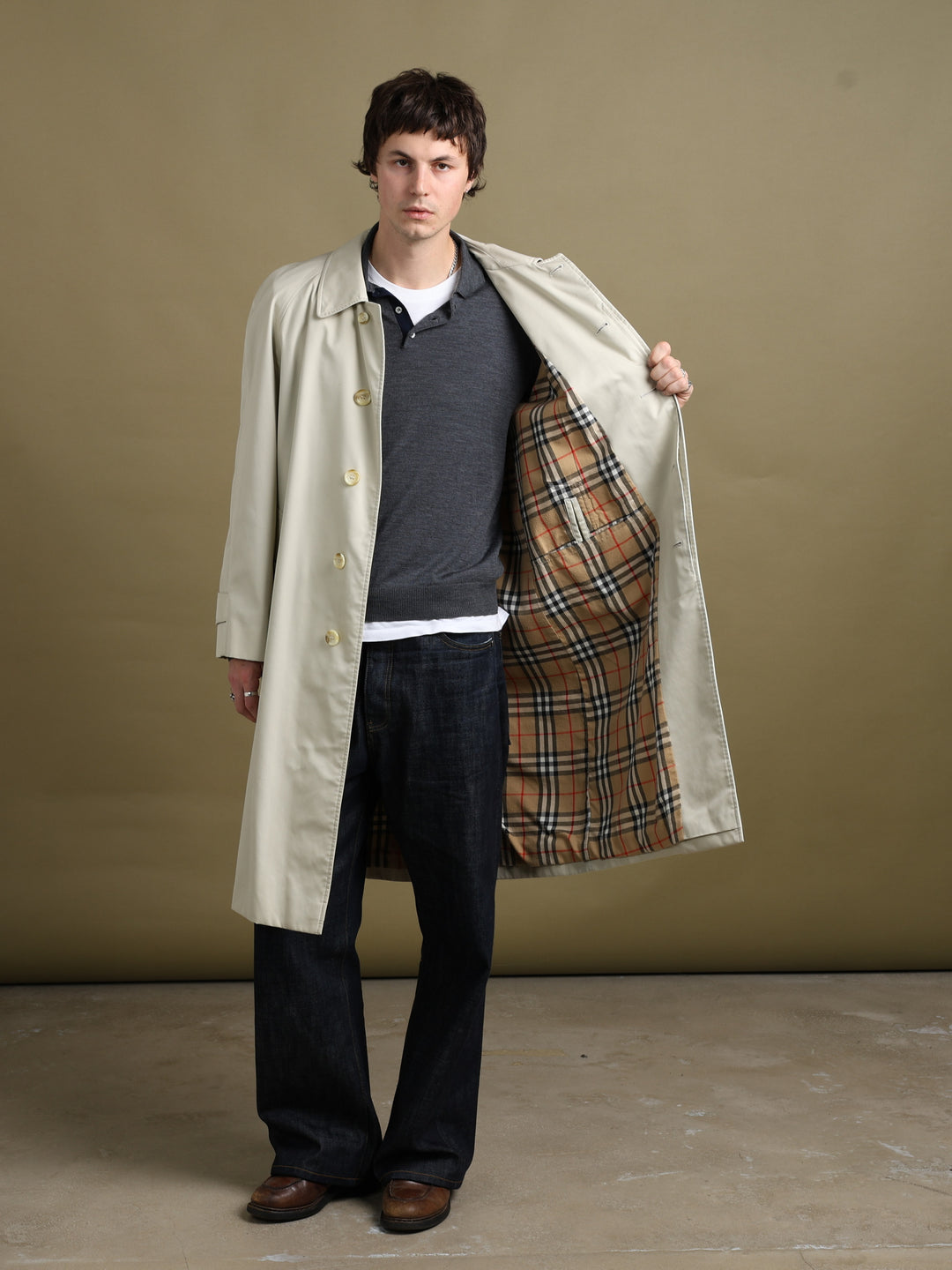 Burberrys Trench Coat Cream Men's M - fabric detail