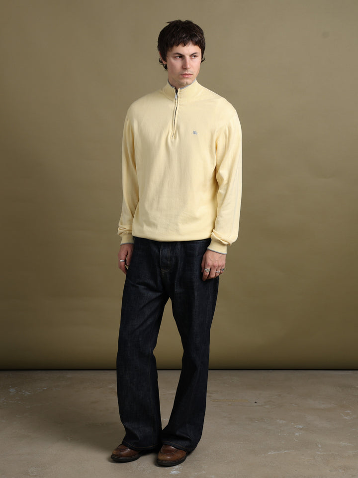 Burberry London Quarter Zip Jumper Yellow Men's L - back