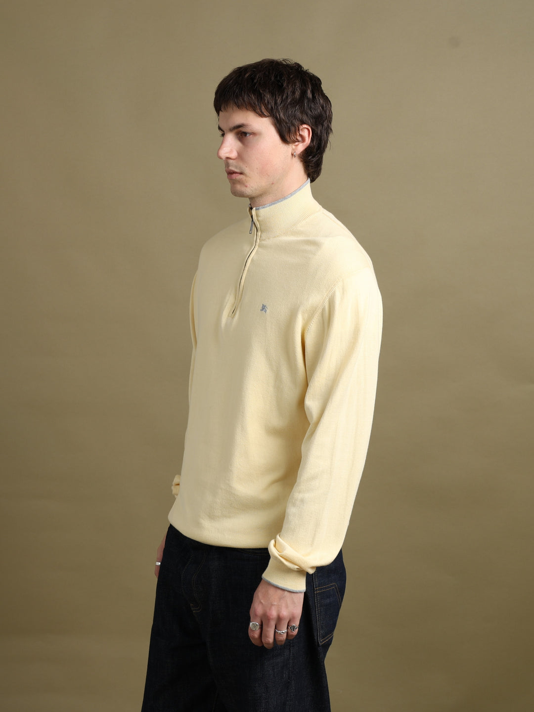 Burberry London Quarter Zip Jumper Yellow Men's L - styled