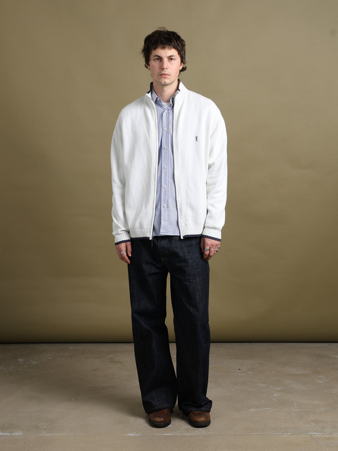 Yves Saint Laurent Full Zip Jumper White Men's L - back