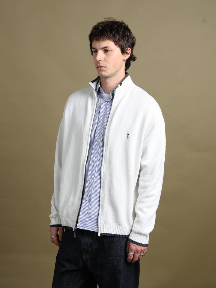 Yves Saint Laurent Full Zip Jumper White Men's L - fabric detail