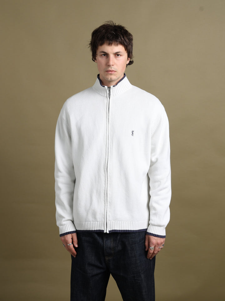 Yves Saint Laurent Full Zip Jumper White Men's L - styled