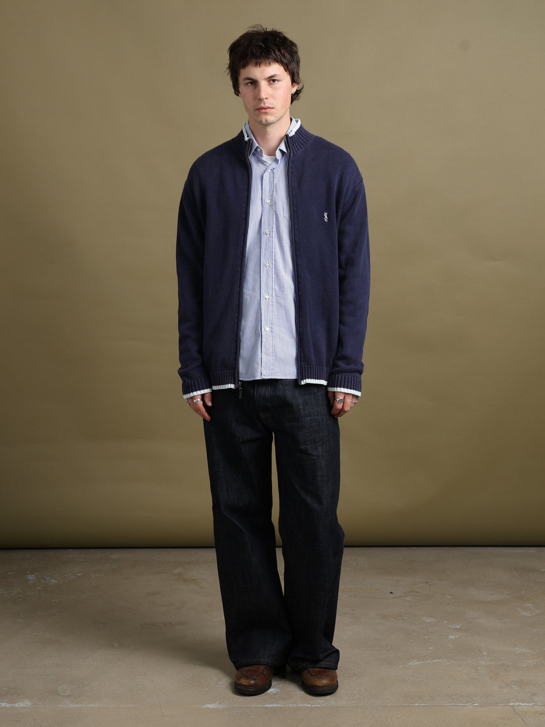 Yves Saint Laurent Full Zip Cardigan Navy Men's M - front