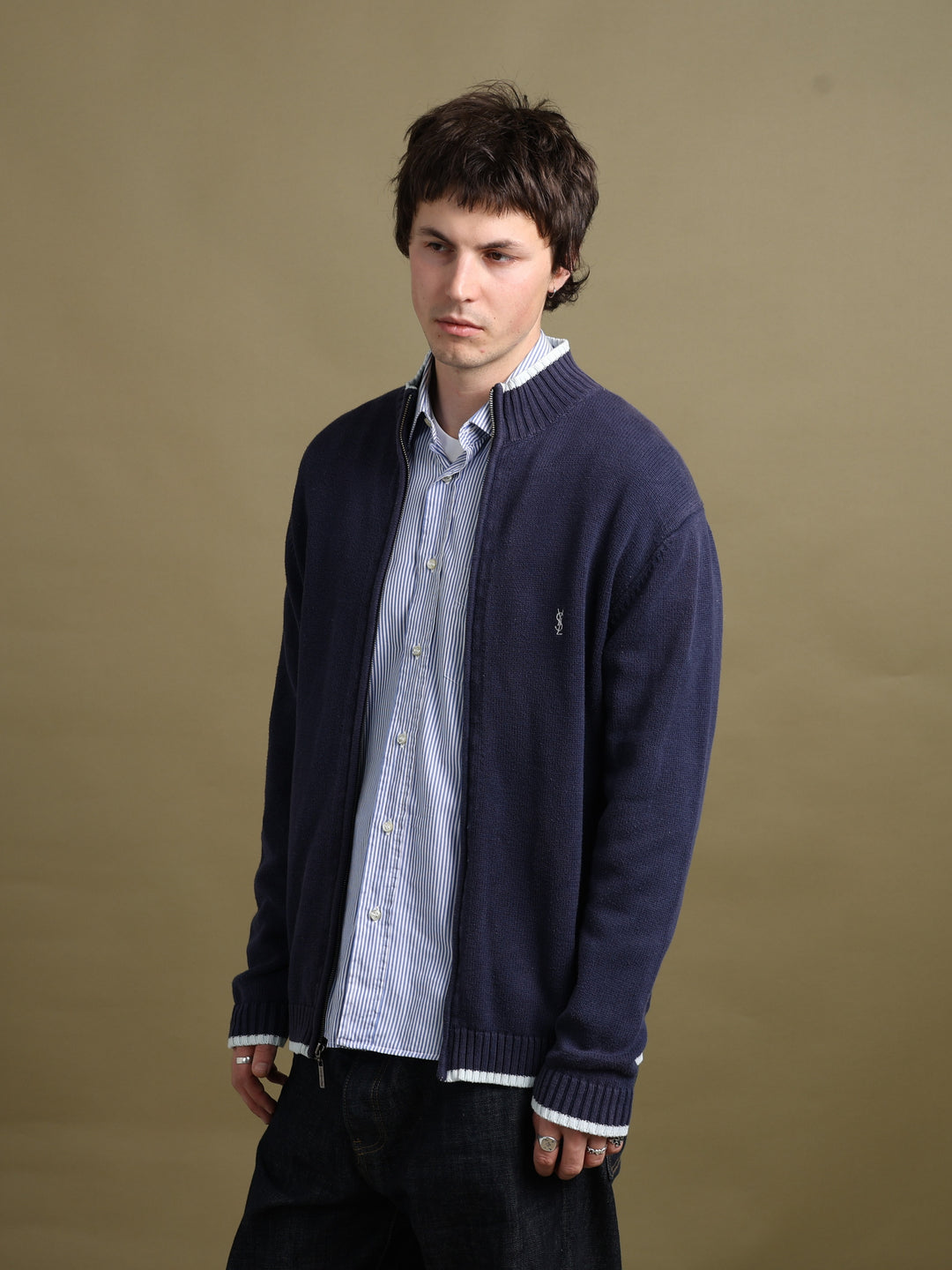 Yves Saint Laurent Full Zip Cardigan Navy Men's M - back