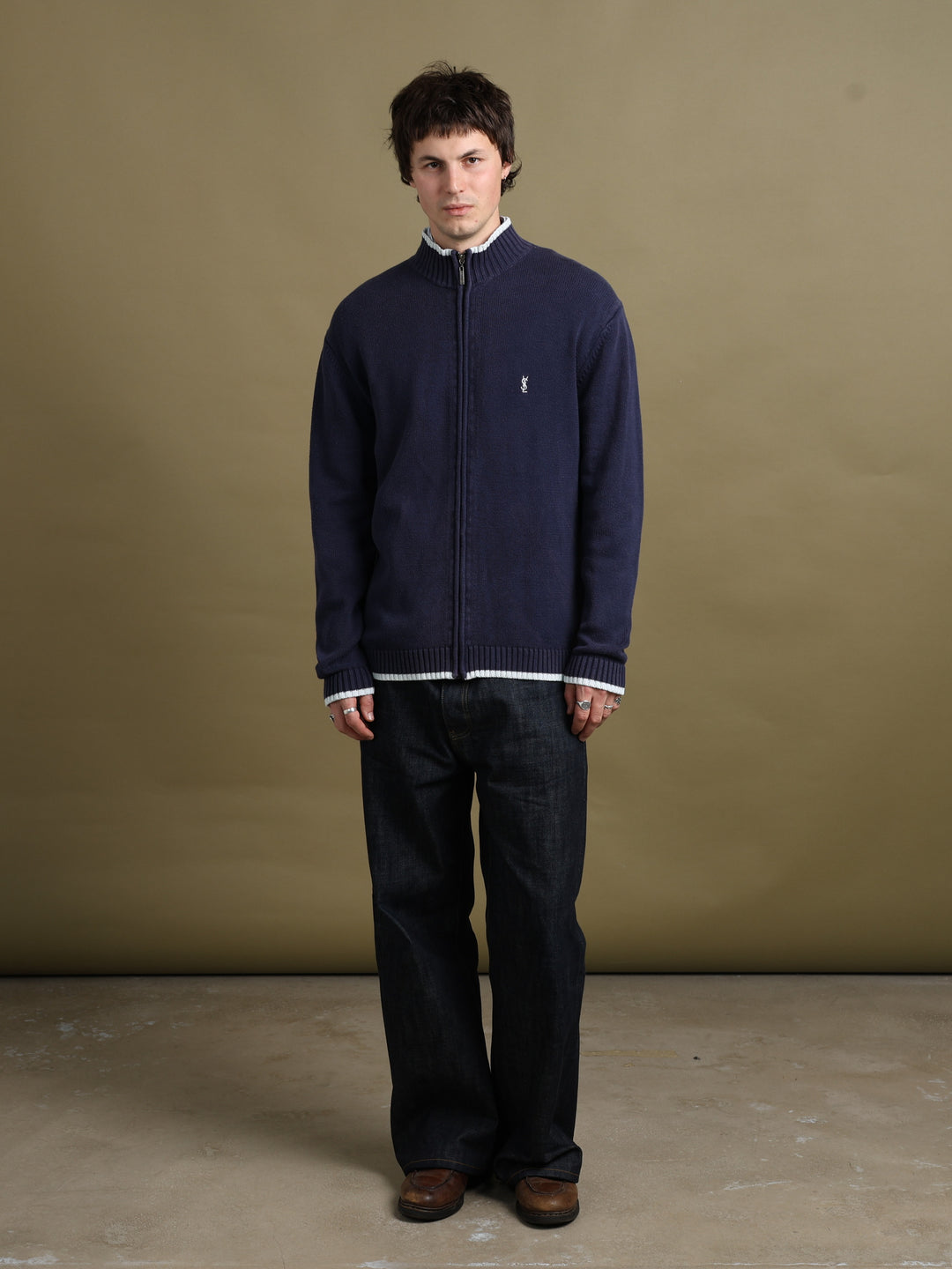 Yves Saint Laurent Full Zip Cardigan Navy Men's M - styled