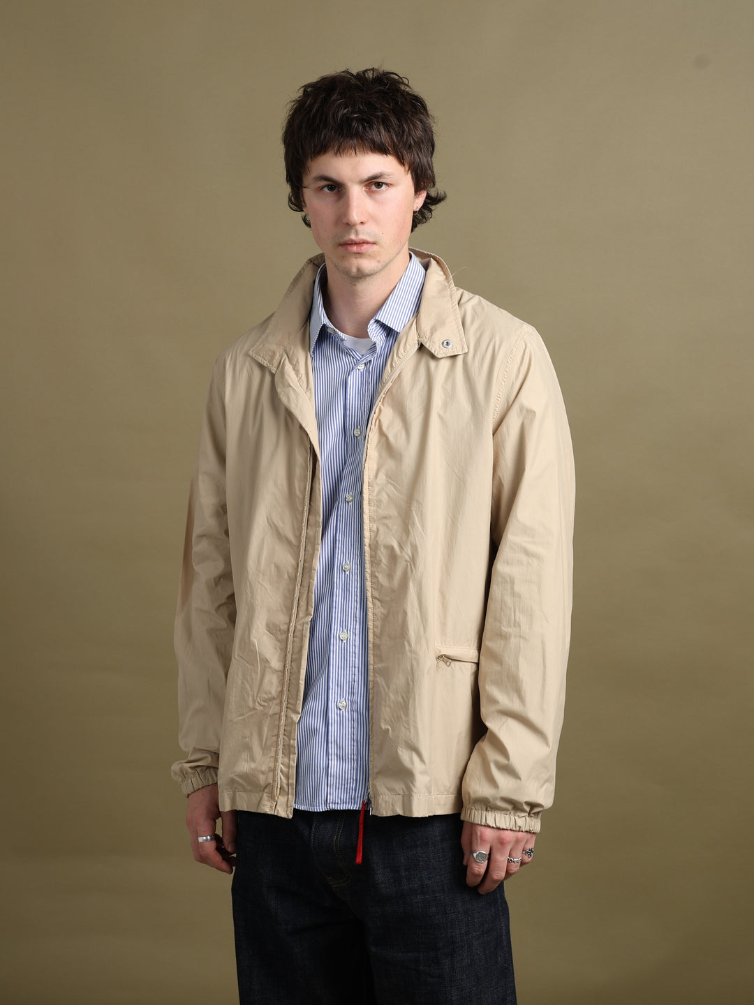 Prada Linea Rossa Packable Windbreaker Beige Men's L - front