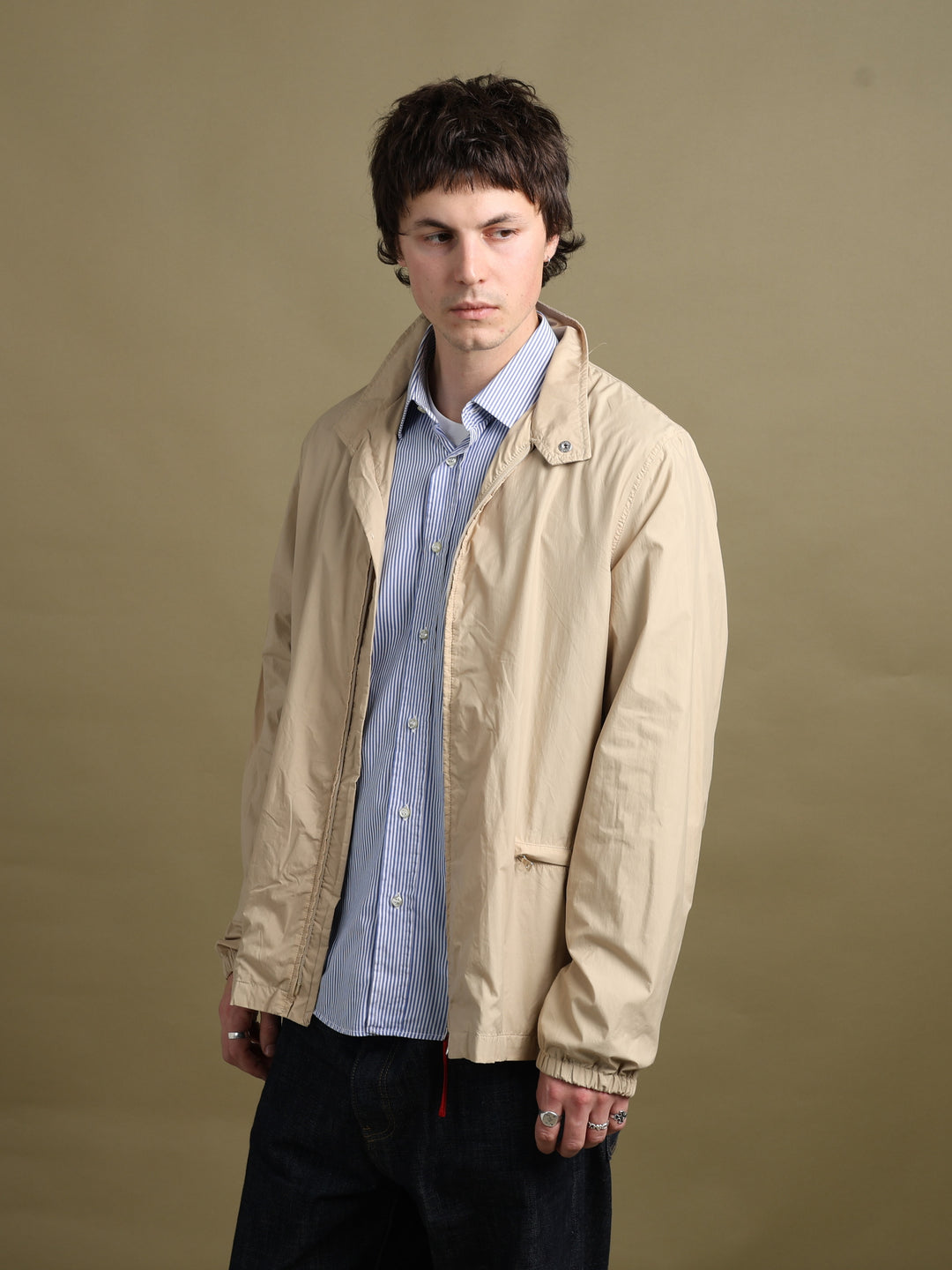 Prada Linea Rossa Packable Windbreaker Beige Men's L - fabric detail