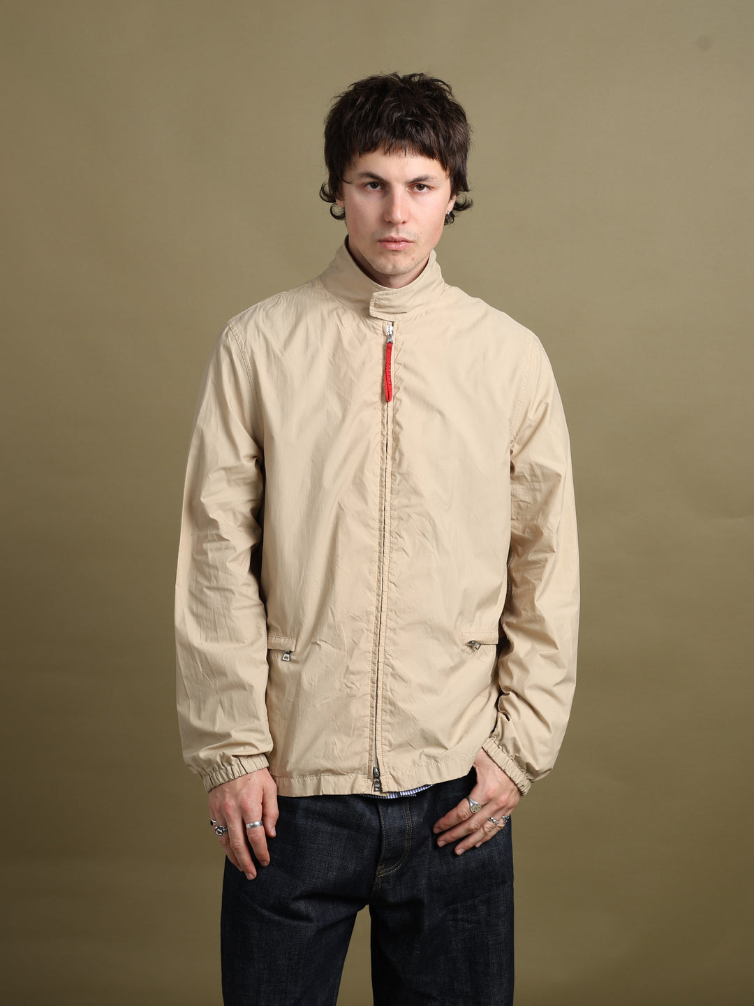 Prada Linea Rossa Packable Windbreaker Beige Men's L - styled